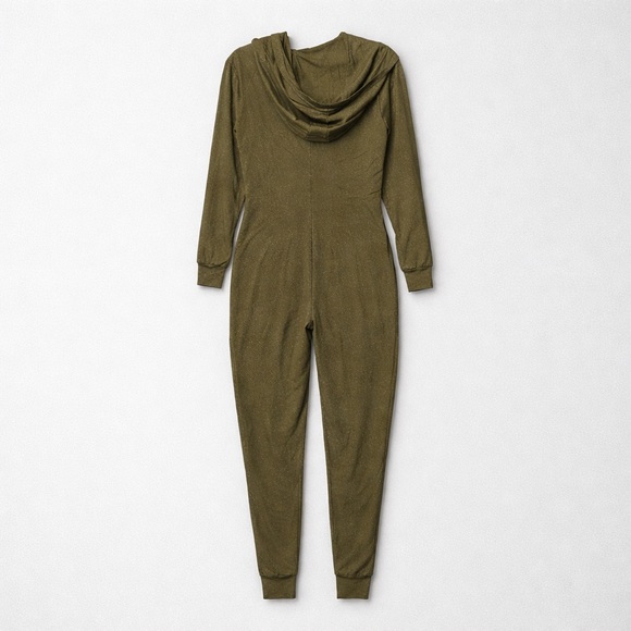 SAVAGE X FENTY Green gold Sparkly Hooded zip
Onesie Jumpsuit size large NWOT - Picture 4 of 8